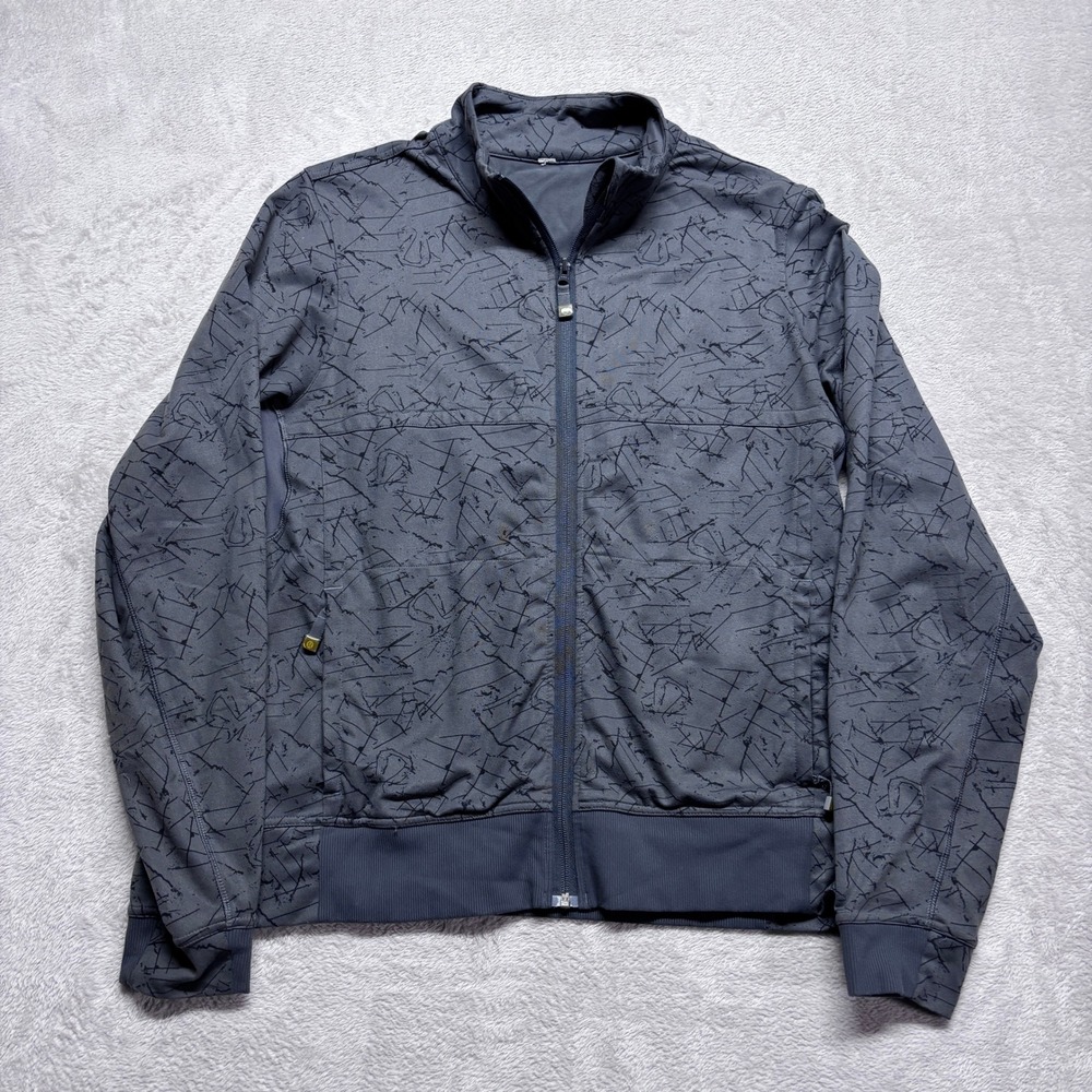 Lululemon Mens Gray Abstract Scribble Full Zip Track Jacket‎ Size L